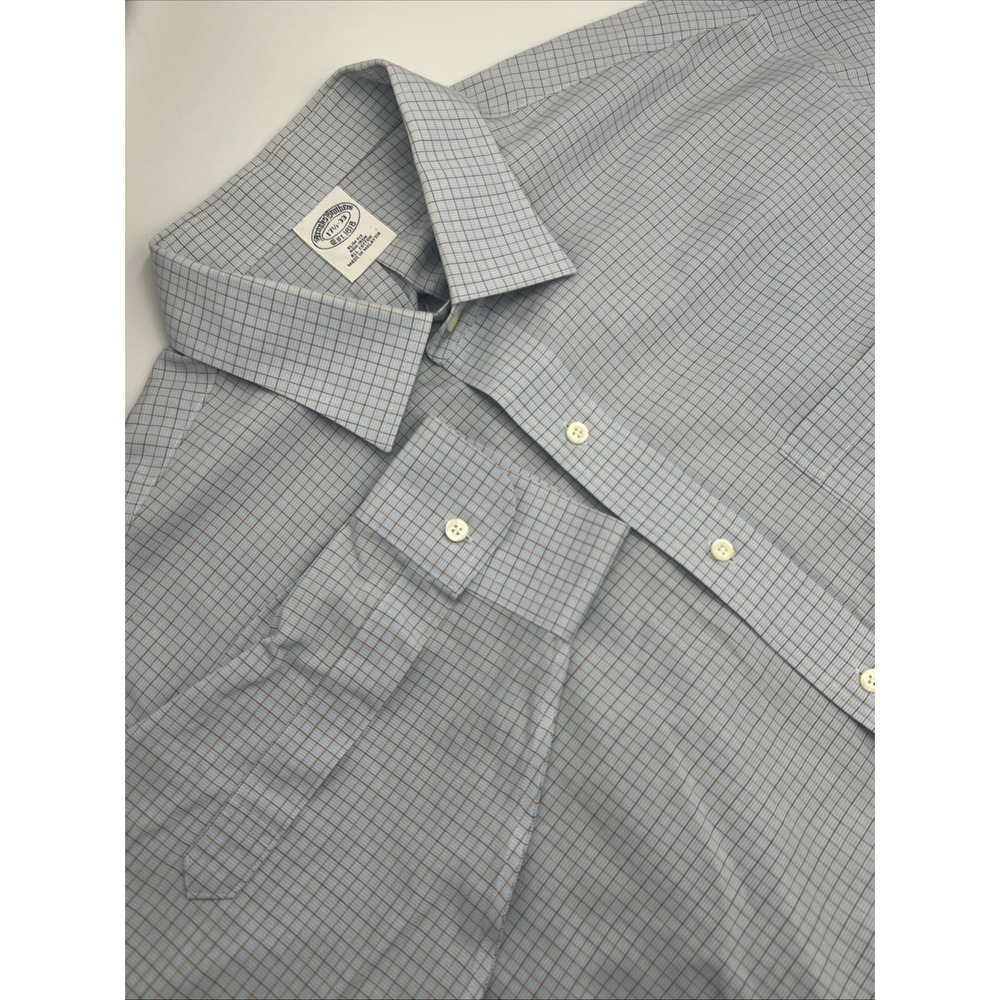 Brook Brothers Mens Long Sleeve‎ Slim Fit Blue Button Up Shirt Size 17 1/2-33